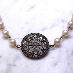 Vintage Inspired Pearl And Diamond Bracelet