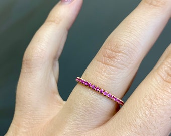 14kt Rose Gold Pink Sapphire Eternity Band