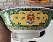 Large Floral Japanese Porcelain Bowl with Pedestal Foot
