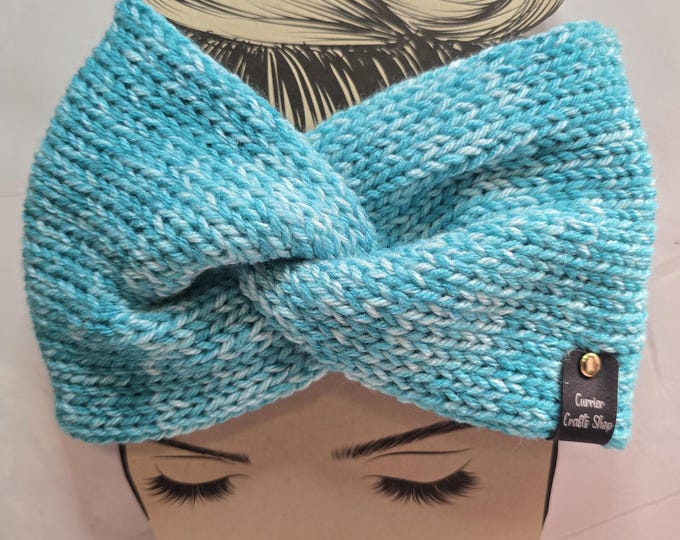Featured listing image: Knit Twisted Ear Warmer: Acrylic Messy Bun Headband