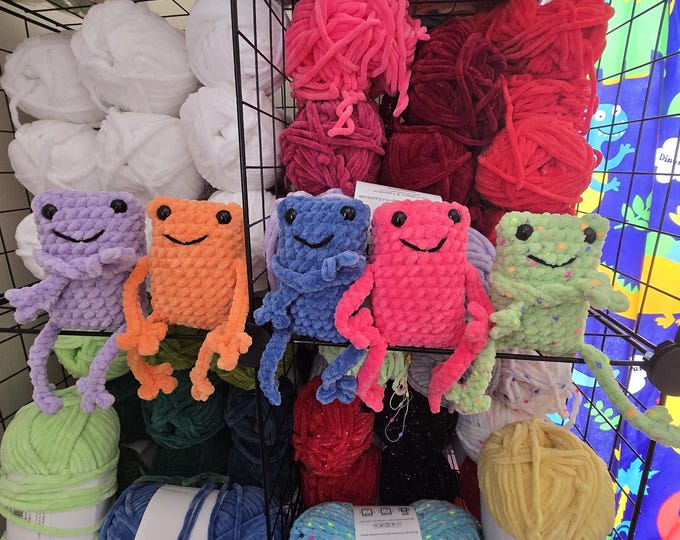 Featured listing image: Crochet Leggy Frog Plushie: Handmade Stuffed Animal