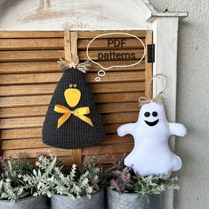 Digital Halloween decorations, DIY, Ghosts, Crow, PDF patterns, Halloween ornaments, Halloween gifts, Easy tutorials, Instant download