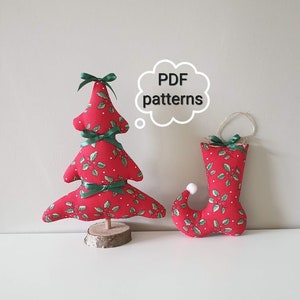Christmas Ornaments, DIY Crafts,  Christmas tree, Christmas boot, PDF Patterns, Digital templates, Instant Digital Download