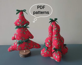 PDF Christmas Ornaments, DIY Fabric Christmas trees , PDF Sewing Patterns & Instructions, Instant Digital Download Patterns