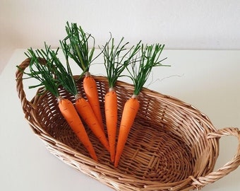 Easter Fabric carrot, Set of 5 pieces orange carrots, Carrots plushie, Farmhouse decor, Veggie Decor,Soft Vegetable, Farmers Market