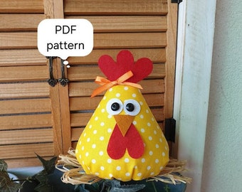 Easter Craft Sewing Pattern, Cone-shaped Easter chicken in a nest, PDF digitals, DIY Easter Chicken, Easy sewing tutorial, Instant download