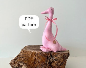 DIY stuffed Goose, Easter Duck, PDF pattern, Sewing tutorial, Digital, Easter gift, Table decor, Easter ornament, Instant download