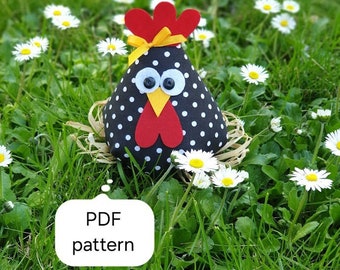 Easter Chicken Craft, Homemade Easter Decorations, Easter Gift, PDF Pattern, Easy sewing tutorial, Digital Templates, Instant download