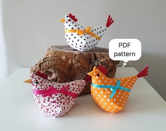 DIY Hen, PDF Sewing Pattern & Instruction, Easter Otnament, Digital, Easter gift, Sewing tutorial, Easter decoration, Instant Download