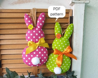 DIY Fabric Easter Rabbit, PDF sewing pattern, Easter ornament, Bunny, Easy sewing tutorial, Instant download pattern