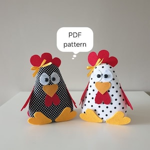 How to make a sitting chicken out of fabric and felt, DIY Easter Decorations, PDF Patterns, Easter Gift, Digital Templates, Instant Download