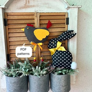 DIY Easter Home Decor, PDF Sewing Patterns, Easter Chicken, Easter Bunny, Easy Sewing Tutorials, Easter Gifts, Instant Download