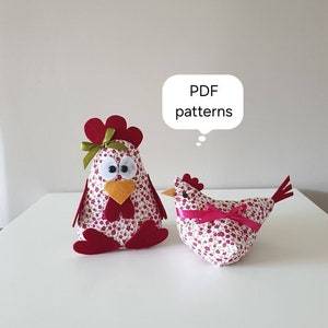 DIY Hen and Chicken, PDF Sewing Patterns & Instructions, Easter Otnaments, Farmhouse Decor, Easy to make, Instant Download Patterns
