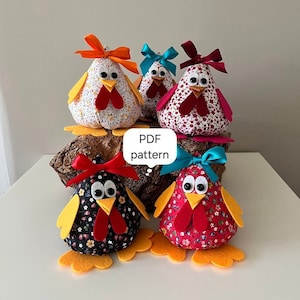 DIY Chicken, Digital, Easter gift, PDF  pattern, Sewing tutorial, Easter decoration, Beginner sewing, Instant Download