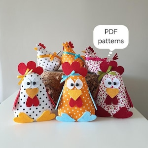 DIY Hen and  Chicken, PDF Patterns & Instructions, Easter Gifts, Digital Patterns, Easter Otnaments, Sewing Tutorial, Instant Download
