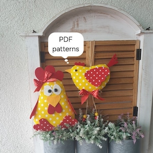 How to make Easter Chickens, Easter Gifts, PDF Sewing Patterns, Easter Home Ideas, Easy tutorials, DIY Easter decor, Instant Download