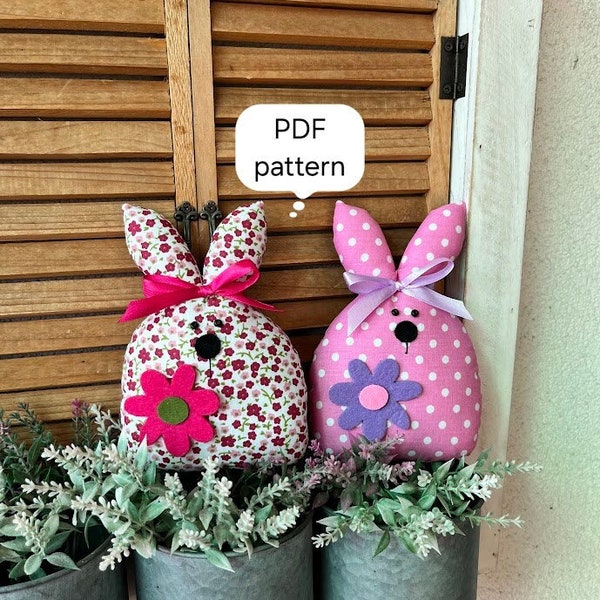 DIY Easter Bunny, PDF Pattern & Instruction, Easter Decoration, Easter Rabbit, Beginner Sewing, Easy Sewing Tutorial, Instant download