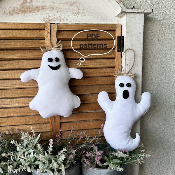 Ghosts, PDF patterns, Halloween decorations, Digital, Boo, DIY, Halloween ornaments, Halloween gifts, Beginner sewing, Instant download