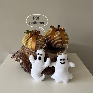 Ghosts, Pumpkins, Digital, Halloween decorations, DIY,  PDF patterns, Halloween ornaments, Halloween gifts, Easy tutorials, Instant download