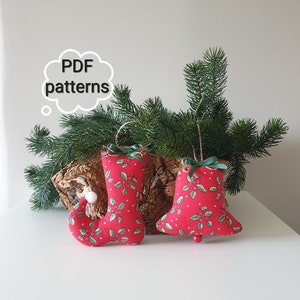 Digitale Vorlagen, DIY, Weihnachtsstiefel, Weihnachtsglocke, PDF Muster, Weihnachtsschmuck, Weihnachtsgeschenke, Sofortiger digitaler Download