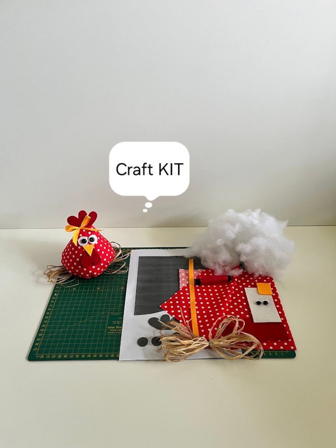 Easter Sewing Kit, DIY Easter Red Polka Dot Chicken, Craft KIT, Sewing ...