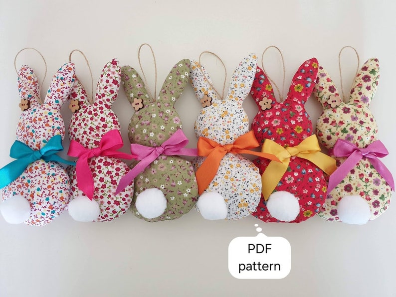 DIY Easter Bunny, PDF sewing pattern, Easter ornament, Easy sewing tutorial, Spring decor, Fabric decoration, Instant download pattern image 1