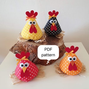 DIY cone-shaped Easter Chicken in a nest, Chicken made of fabric and felt, PDF Pattern, Easy tutorial, Easter Gift, Instant Download