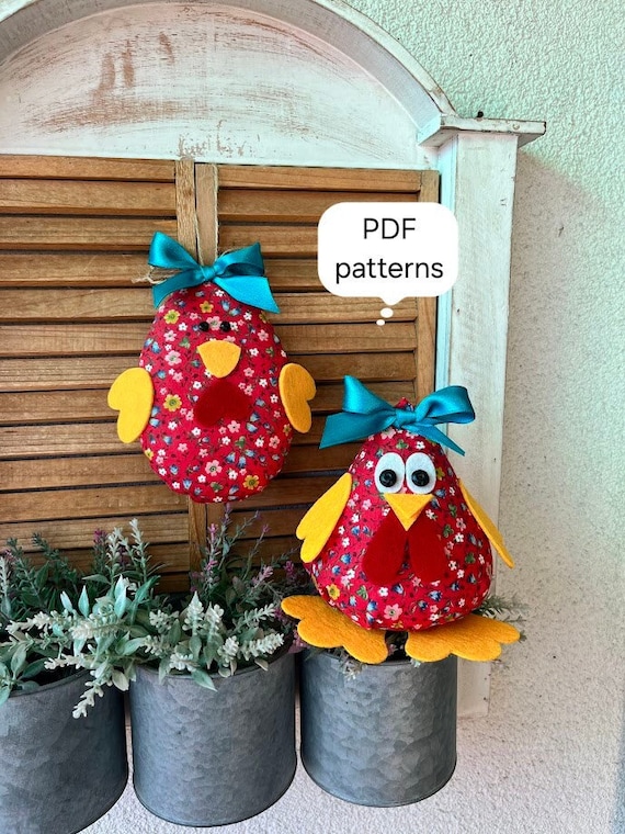 4 Ciondoli Pasquali A Forma Di Pollo E Pulcino In Peluche - Decorazioni Da Appendere Per Pasqua E Primavera, 15x8x4 Cm, Assortiti