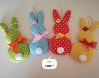 How to make Easter Bunny, PDF Sewing pattern, Fabric Rabbit, Easy Sewing tutorial, Home holiday decor, Instant download pattern