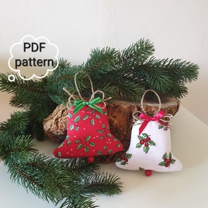 Christmas Bell, Digital, Christmas gift, PDF Pattern, DIY, Christmas decor, Christmas tree ornaments, Instant Digital Download