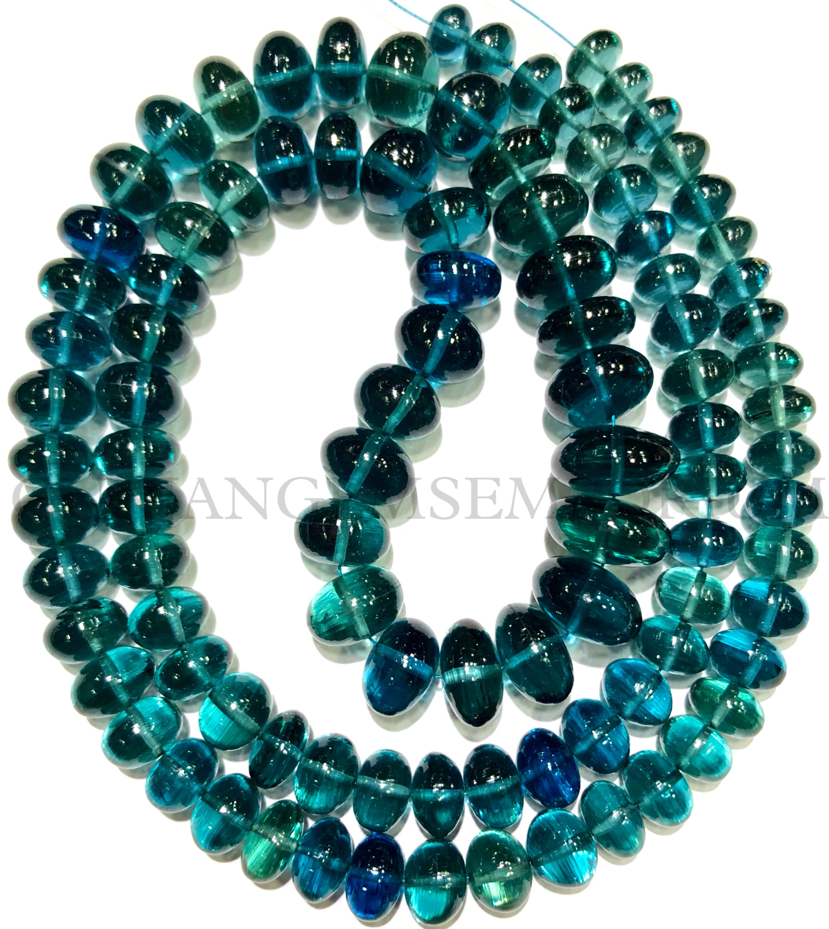 Perles Rondelles En London Blue Topaz Lisse 7-10mm - 15 Pouces, Qualité AAAA+, Pour Création Bijoux