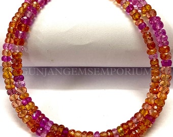 Extremely Gorgeous~AAA+ Padparadscha Sapphire Beads Padparadscha Sapphire Faceted Rondelle Beads Orange~Pink Sapphire Faceted Beads~Gift Her