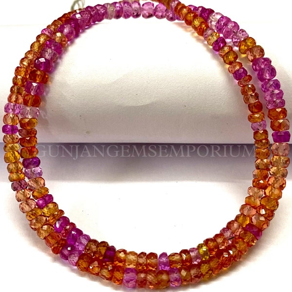 Extremely Gorgeous~AAA+ Padparadscha Sapphire Beads Padparadscha Sapphire Faceted Rondelle Beads Orange~Pink Sapphire Faceted Beads~Gift Her