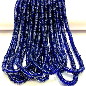 AAA+ Royal Blue Sapphire Smooth Tyre Beads WHOLESALE 10 STRANDS 5-6mm Blue Sapphire Tyres 4mm Sapphire Smooth Beads Sapphire Gemstone Beads