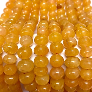 Rarest Wonder Yellow Sapphire Smooth Rondelle Beads 8-10m Natural Yellow Sapphire Gemstone Beads 18” Yellow Sapphire Smooth Beads~Wholesaler