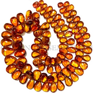Extremely Beautiful~~AAAA+ Yellow Sapphire Smooth Almonds Yellowish-Orange Sapphire Almond Beads Sapphire Gemstone Beads Briolette