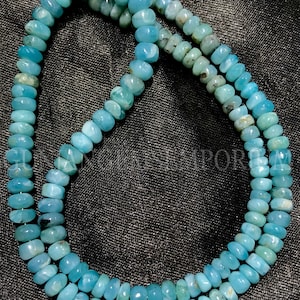 AAA+ Beautiful~~Blueish Larimar Smooth Rondelle Beads Natural Larimar Rondelle Smooth Beads Genuine Larimar Gemstone Beads Larimar Wholesale