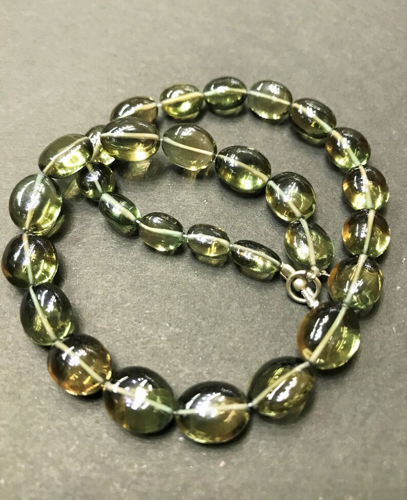 8*10MM Magneficent Green Hydro Quartz Smooth BeadsGreen Hydro Quartz Oval Shape Gemstone Beads.8-10MM 12\u201d Elegant Green Hydro STRAND
