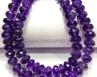 AAA+ African Amethyst Faceted Rondelle Beads Genuine 8mm Purple Amethyst Rondelles Faceted Amethyst Beads 8mm Amethyst Gemstone Wholesaler