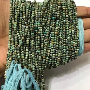 OFFERTA SPECIALE!! 10 fili di perle di turchese sfaccettate naturali dell'Arizona //Perle di pietra preziosa turchese originale sfaccettata micro tagliata da 3 mm e 13".