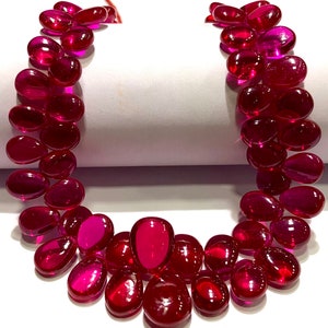 AAA+ Grade Pink Ruby Smooth Pear Beads Pink Ruby Corundum Smooth Almond Beads Ruby Gemstone Beads Ruby Pear Shape briolettes Jewellery Beads