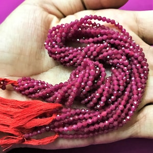 Natural Ruby Corundum Faceted Micro Cut Beads.9 strands 2.5mm Rondelle Shape Ruby Corundum Gemstone Beads.13&quot; Strand Very Rare.Laser Cut