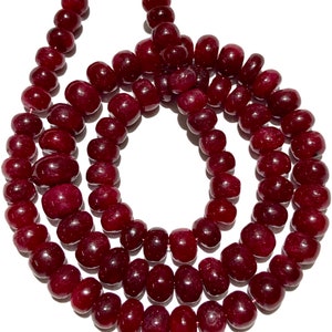 Majenta Rosa Röda Rubiner Släta Rondeller Pärlor 8-10 mm Uppvärmda Rubiner Ädelstenspärlor Sträng 16” Polerade Rubiner Pärlor Smycken Presenter