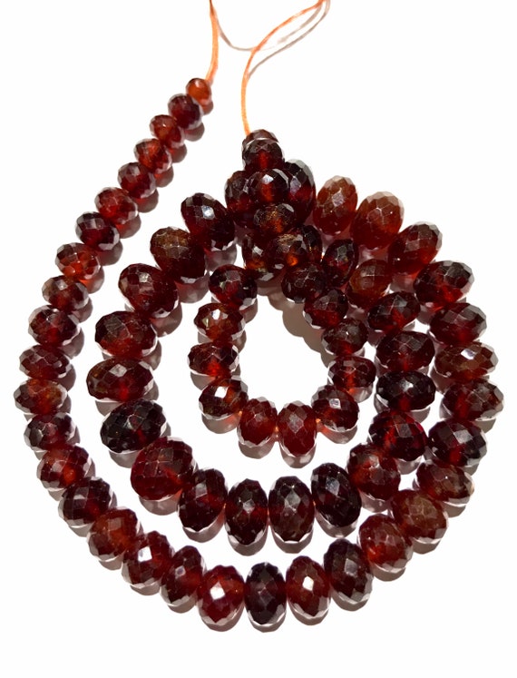 Garnet Beads, Garnet Stone, Faceted Rondelles