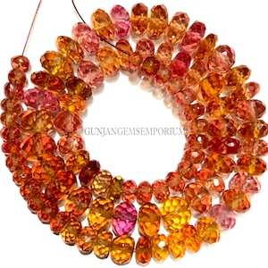 Orange Mix Padparadscha Sapphire Gemstone Beads So Rare Mines AAAA Orange Sapphire Faceted Beads Faceted Sapphire Rondelle Beads 5/8mm Beads
