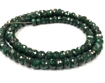 Cuentas de Rondelle facetadas de corindón de rubí verde Natural Cuentas de piedras preciosas de corindón de rubí calentadas 7-9mm Rondelle de corindón de rubí 9,5 "Strand Ruby String