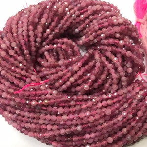 PINK TOURMALINE!! On Sale Natural 3.5MM Pink Tourmaline Faceted Micro Cut Beads.13” Pink Tournaline Round Shape Gemstone Beads.LaserCut3.5mm