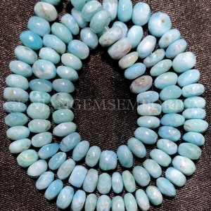 AAA+ Beautiful~~Blueish Larimar Smooth Rondelle Beads Natural Larimar Rondelle Smooth Beads Genuine Larimar Gemstone Beads Larimar Wholesale
