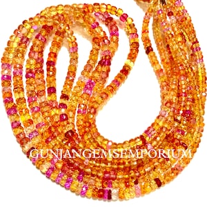 AAAA++ BEAUTIFUL~~ Padparadscha Sapphire Faceted Rondelle Beads Top QUALITY Orange Sapphire Faceted Beads Grapefruit Sapphire Gemstone Beads