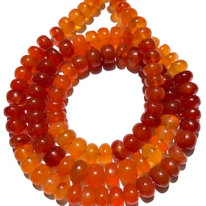 AAA+ Quality~~Shaded Orange Carnelian Smooth Beads Natural Carnelian Gemstone Beads Carnelian Smooth Rondelle Beads Carnelian Rondelle Beads